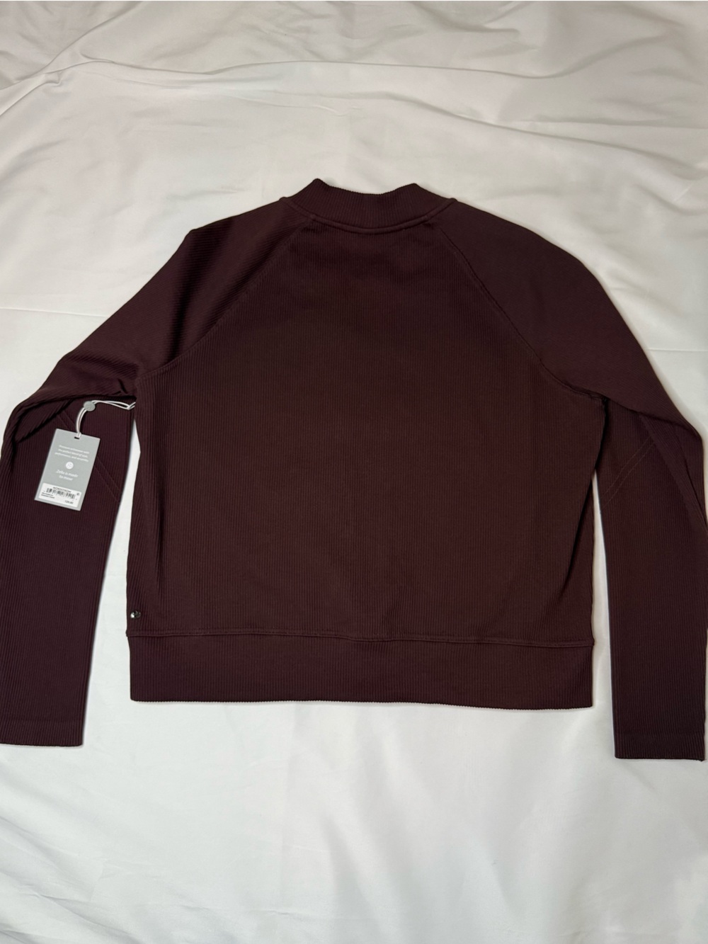 Zella Women’s Burgundy Fudge Seamless Mixed Media Bomber Jacket - Sz Large, NWT - Picture 3 of 13